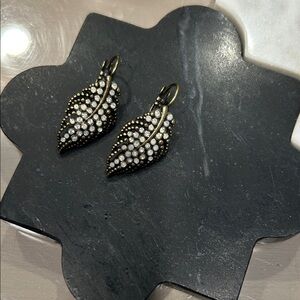 Anthropologie feather and iridescent stones